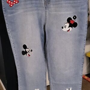 Disney Light Blue Jeans with Mickey and Minnie Mouse Patches